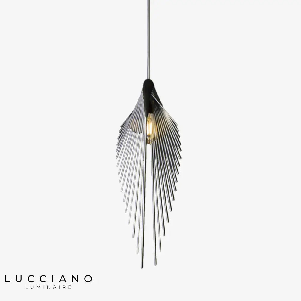 Suspension Métal Ailes D’oiseau Badir Argenté Luminaire Chambre