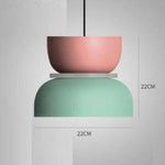 Suspension Métal Coloré Arrondi Moderne A - Rose Et Vert Luminaire Chambre