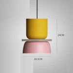 Suspension Métal Coloré Arrondi Moderne B - Jaune Et Rose Luminaire Chambre