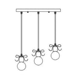 Suspension Métal Noeud Design 3 Lampes - Base Rectangle / Noir Luminaire Chambre