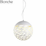 Suspension Moderne Boule Trouée (Multicolore) Blanc / 20Cm Luminaire Chambre