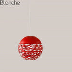 Suspension Moderne Boule Trouée (Multicolore) Rouge / 20Cm Luminaire Chambre