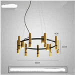 Suspension Moderne Tubes Dorés. 9 Lampes Luminaire Doré