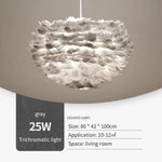 Suspension Ovale Led Plumes Fairy 30Cm / Gris Luminaire Chambre