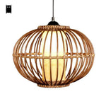 Suspension Ovale Osier Style Japonais Luminaire Chambre