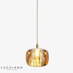 Suspension Pomme Verre Moderne Julye Ambre Luminaire Chambre