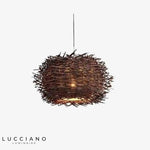 Suspension Rattan Nid D’oiseau Marron Foncé / 30Cm Luminaire Chambre