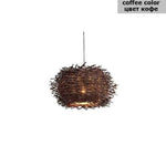 Suspension Rattan Nid D’oiseau Marron Foncé / 40Cm Luminaire Chambre