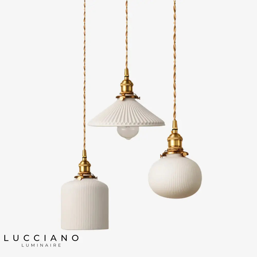 Suspension Rétro Céramique Blanche Letten Luminaire Chambre