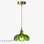 Suspension Rétro Led Verre Hôtel Vert - 16X20Cm Luminaire Chambre