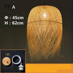 Suspension Ronde Bambou Tressé Japanese A Luminaire Chambre