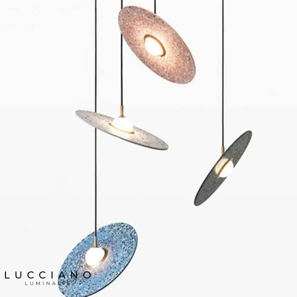 Suspension Terrazzo Satellite Design Disque Luminaire Chambre