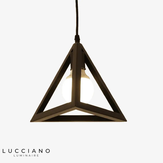 Suspension Luminaire Triangle Bois 30cm - Lustre Vintage Réglable Pour Salle à Manger