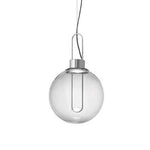 Suspension Verre Boule Socle Chromé Argenté Luminaire Chambre