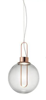 Suspension Verre Boule Socle Chromé Rose Gold Luminaire Chambre