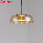 Suspension Verre Fumé Tige Dorée Amber Luminaire Chambre