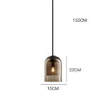 Suspension Verre Fumé Tube Arrondi Marron Luminaire Chambre