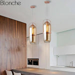 Suspension Verre Métal Rose Gold Loft Luminaire Cuivre