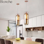 Suspension Verre Métal Rose Gold Loft Luminaire Cuivre