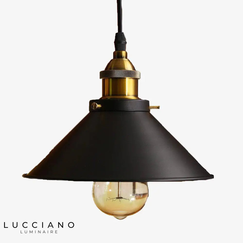 Suspension Vintage Dorée En Métal Noir Luminaire Doré