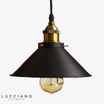 Suspension Vintage Dorée En Métal Noir Luminaire Doré