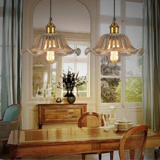 Suspension Vintage Verre Et Or Luminaire Doré