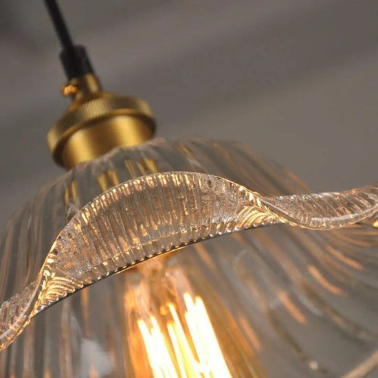 Suspension Vintage Verre Et Or Luminaire Doré