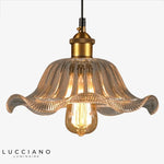 Suspension Vintage Verre Et Or Luminaire Doré