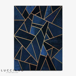 Tapis Géométrique Bleu Doré Rectangulaire Luminaire