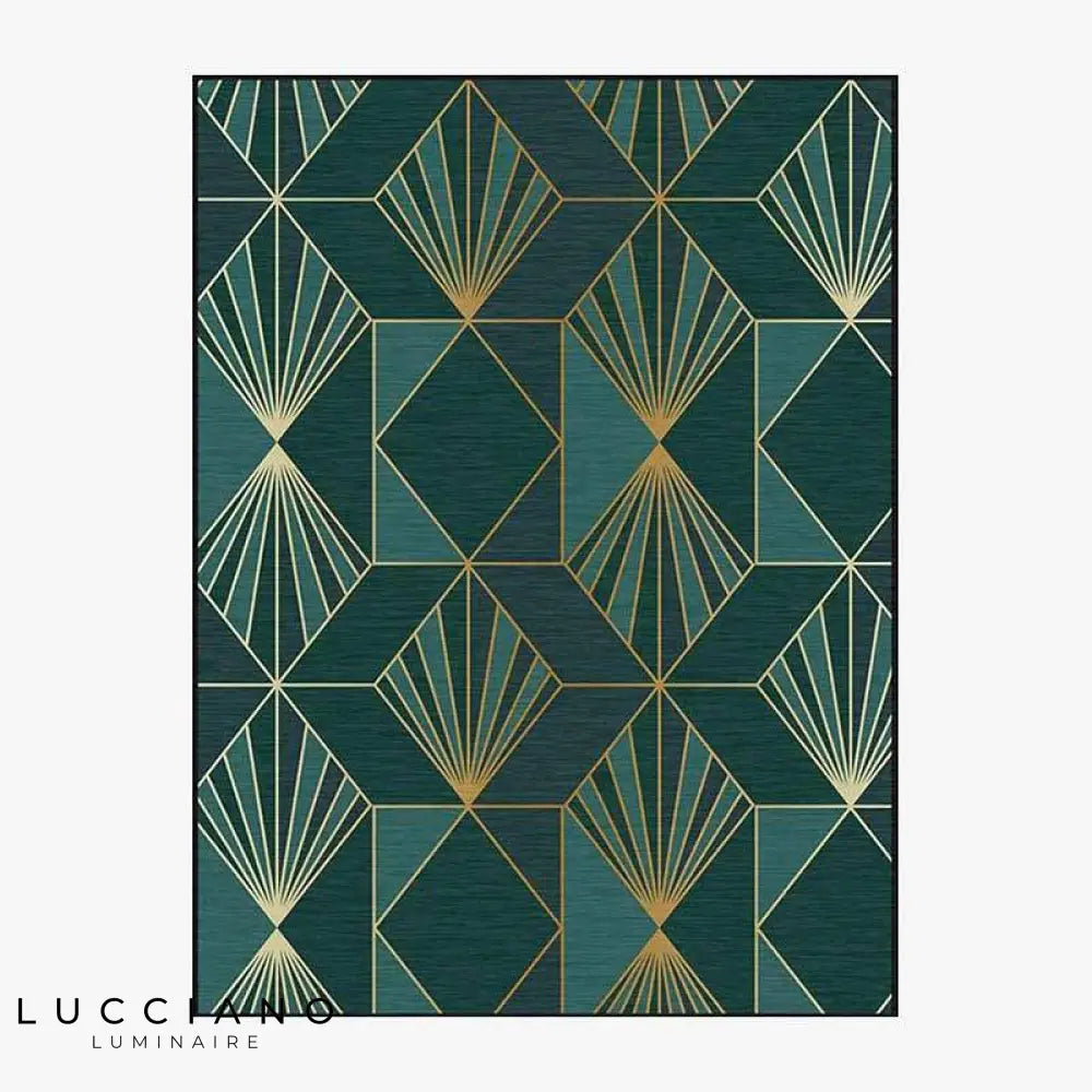 Tapis Géométrique Vintage Luxe Rectangulaire Luminaire Doré