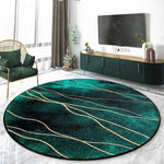 Tapis Rond Abstrait Vert-Doré Luminaire Doré