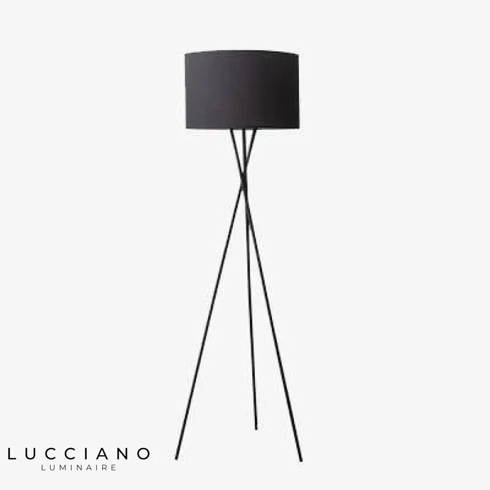 Tripod Led Lampadaire Avec Abat-Jour Tissu Noir Luminaire Chambre