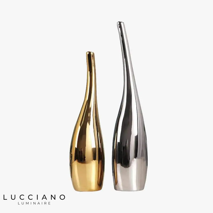 Vase Céramique Doré Argenté Minimaliste Luminaire