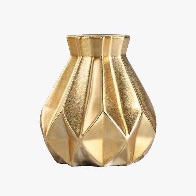 Vase Métal Doré Géométrique Luxe