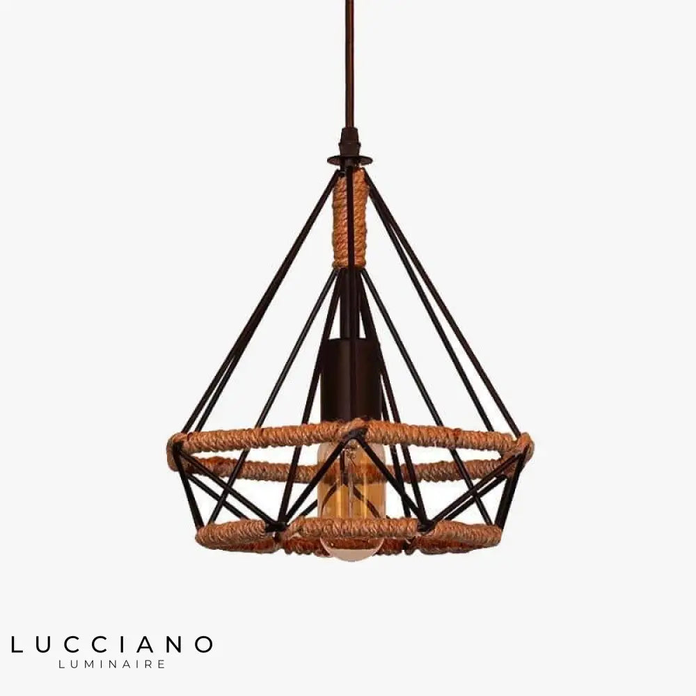 Vintage Suspension Cage Avec Cordages Rope Luminaire Chambre