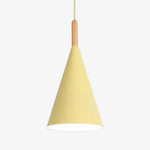 Voici Le Nouveau Titre: Suspension Conique En Métal Coloré Lumineuse Bois Jaune - S Luminaire