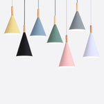 Voici Le Nouveau Titre: Suspension Conique En Métal Coloré Lumineuse Bois Luminaire