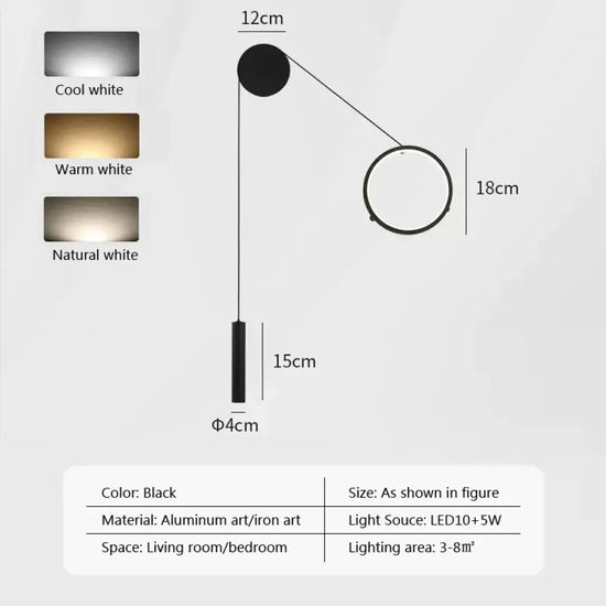 Voici Le Titre Transformé: Applique Murale Led Élégante Minimaliste Design Blanc Tricolore Chambre