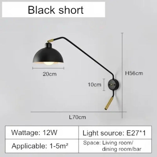 Voici Le Titre Transformé: Applique Murale Nordique Design Métal Vintage Noir Long / Chine Chambre