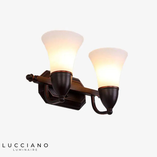 Voici Le Titre Transformé: Applique Murale Vintage Bois Ancien Charme 2 Lampes Chambre