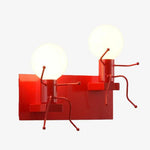 Voici Ma Proposition: Applique Design Lumineux Géométrique Original 2 Lampes - Rouge Murale Chambre